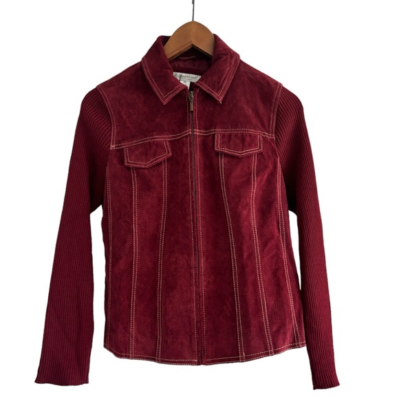 Vintage burgundy/ maroon suede jacket with zipper perfect for fall! - Picture 1 of 4